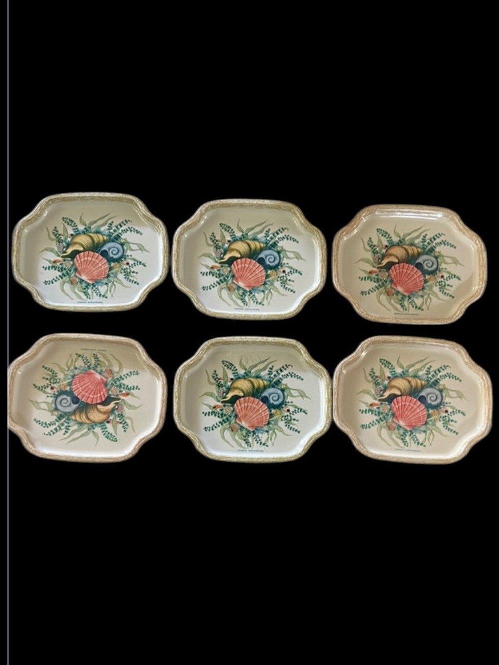 Set of six (6) Vintage Elite Metal Trays, Made in England